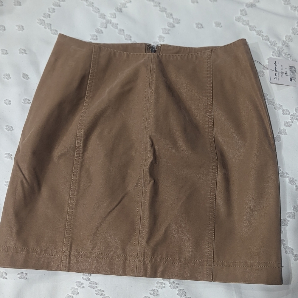 Free People Brown (Crumb Cake) Faux Suede Mini Skirt Sz 4